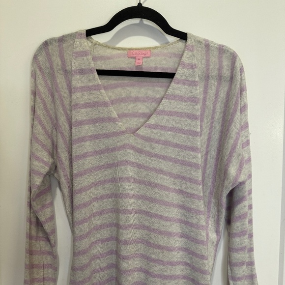 Lilly Pulitzer Sweaters - Lilly Pulitzer Lavender & Cream Striped Sweater - Size M